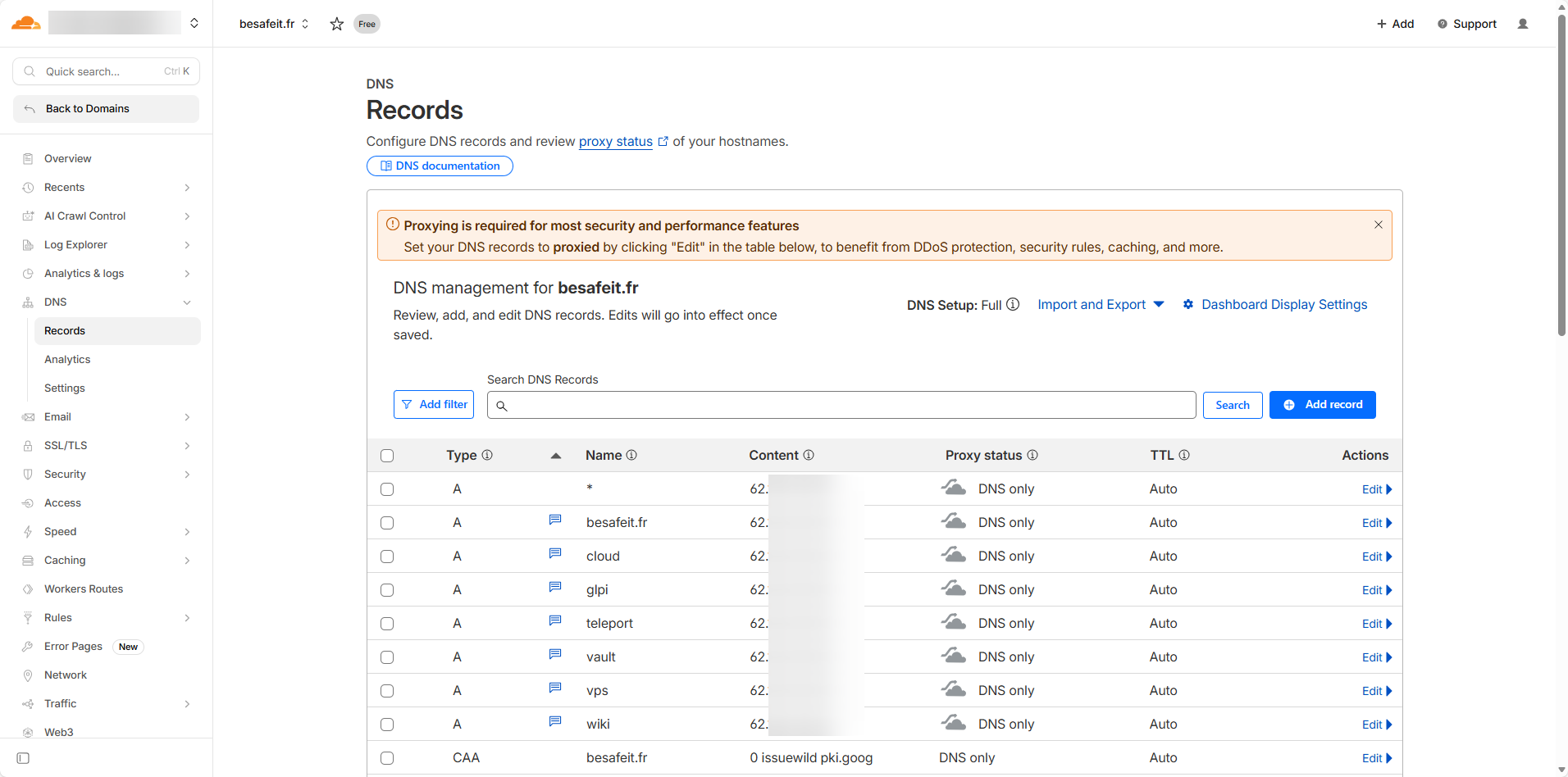Zone DNS Cloudflare
