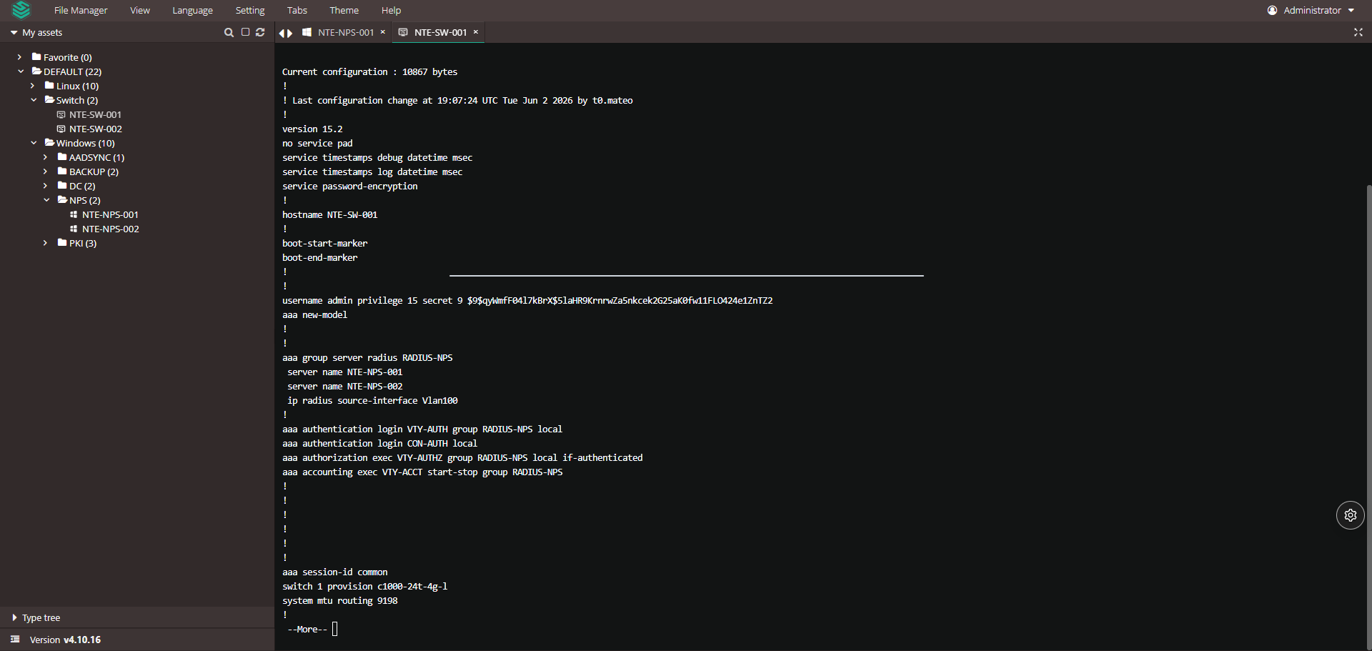 Config AAA switch Cisco